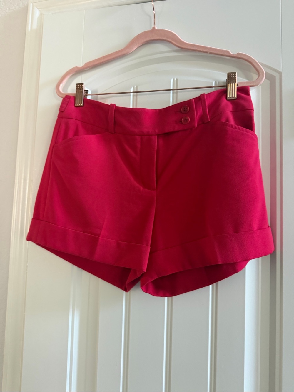 BCBGMAXAZRIA Red High Waist Tailored Cuffed Shorts Size S